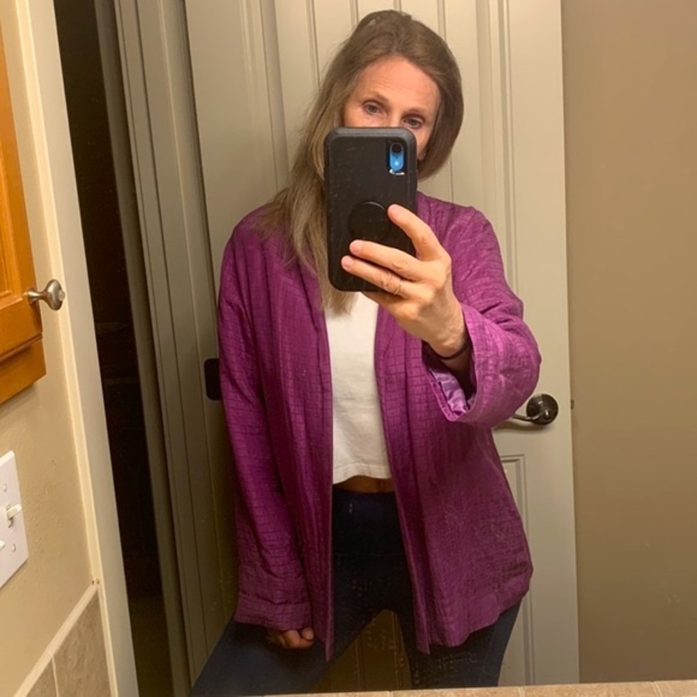 VTG Nexx Silk & Linen Womens Boho Jacket Blazer Lined Relaxed Sz Medium Purple